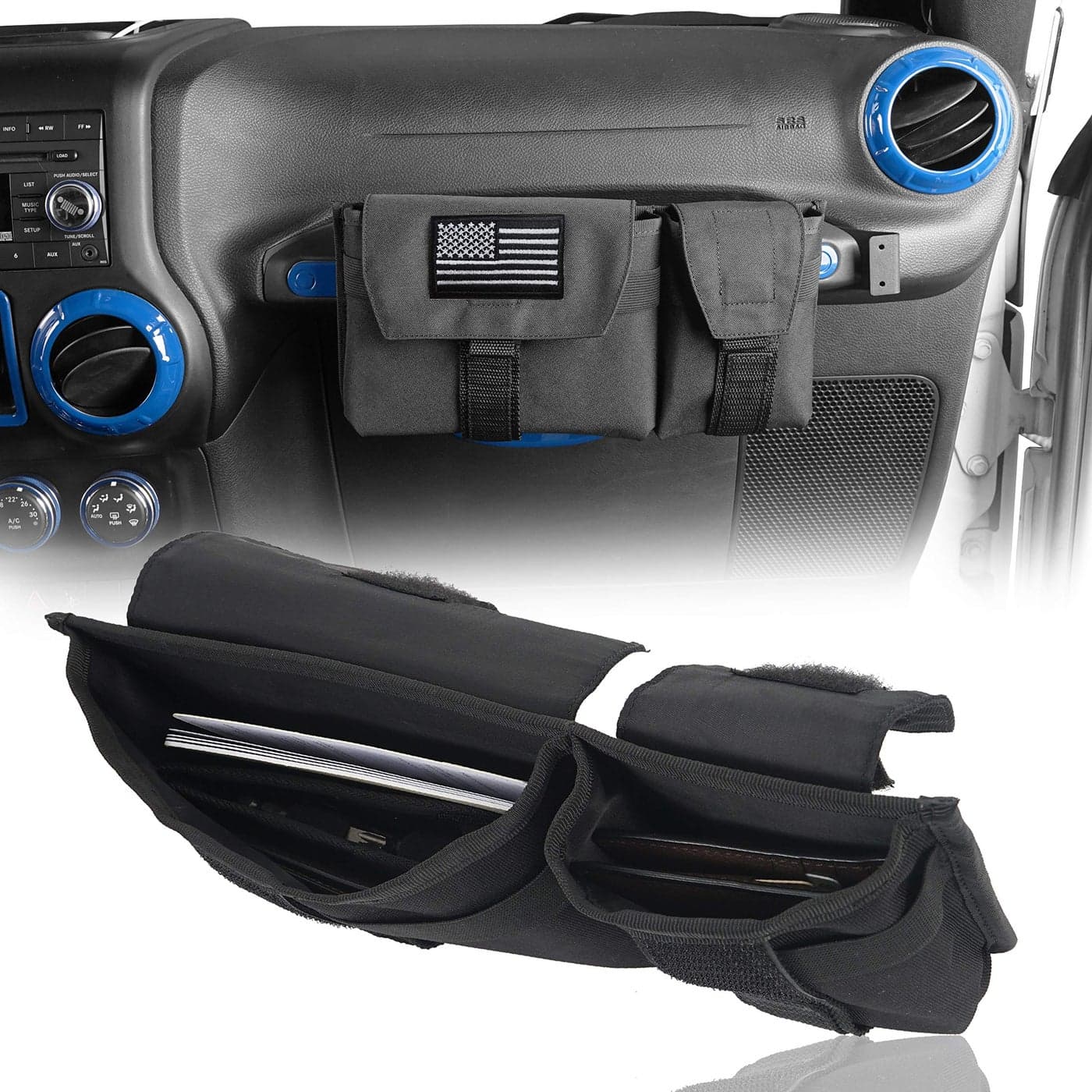 Hooke Road Interior Storage Bag CoPilot Center Console Organizer Compatible with Jeep Wrangler 0725 JK JL Gladiator JT