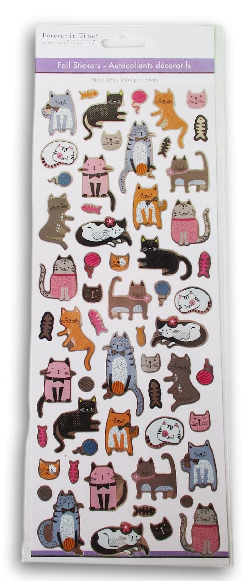 Foil Cats Stickers Kitty Stickers for Scrapbooks and Paper Crafts 58 Pc