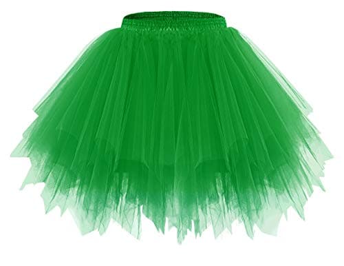 Christmas Tulle Tutu Skirt for Women for Cosplay Party Multi-Layer Frilly Green M