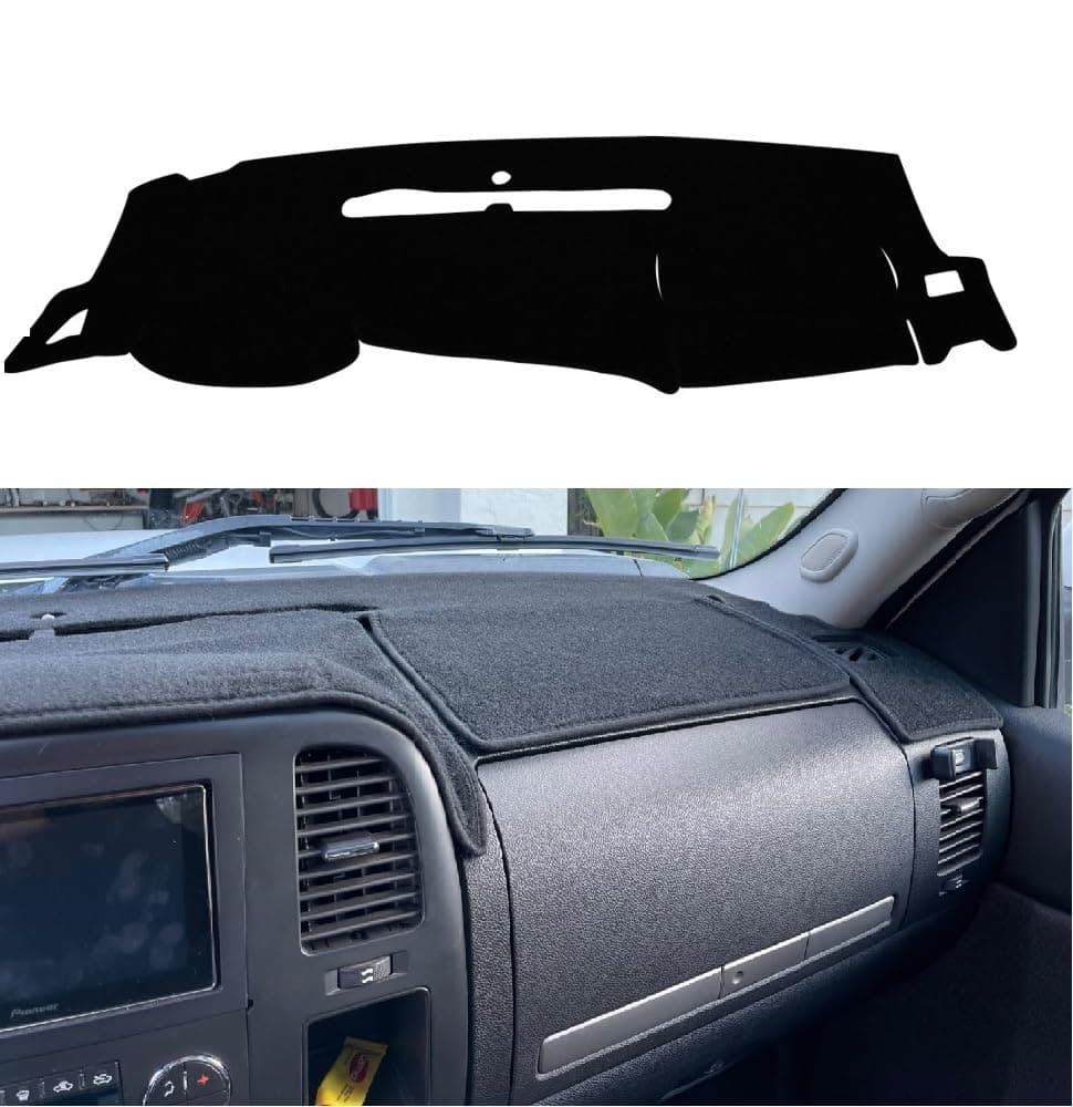KEDAKEJI Black Dashboard Dash Board Cover Mat Carpet Compatible with 20072013 Chevrolet Silverado GMC Sierra