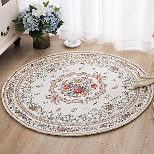 Ukeler Royal Collection New Traditional Oriental Round Rug Home Decor Collection Floral Round Rugs Carpet for Bedroom,4'x4'