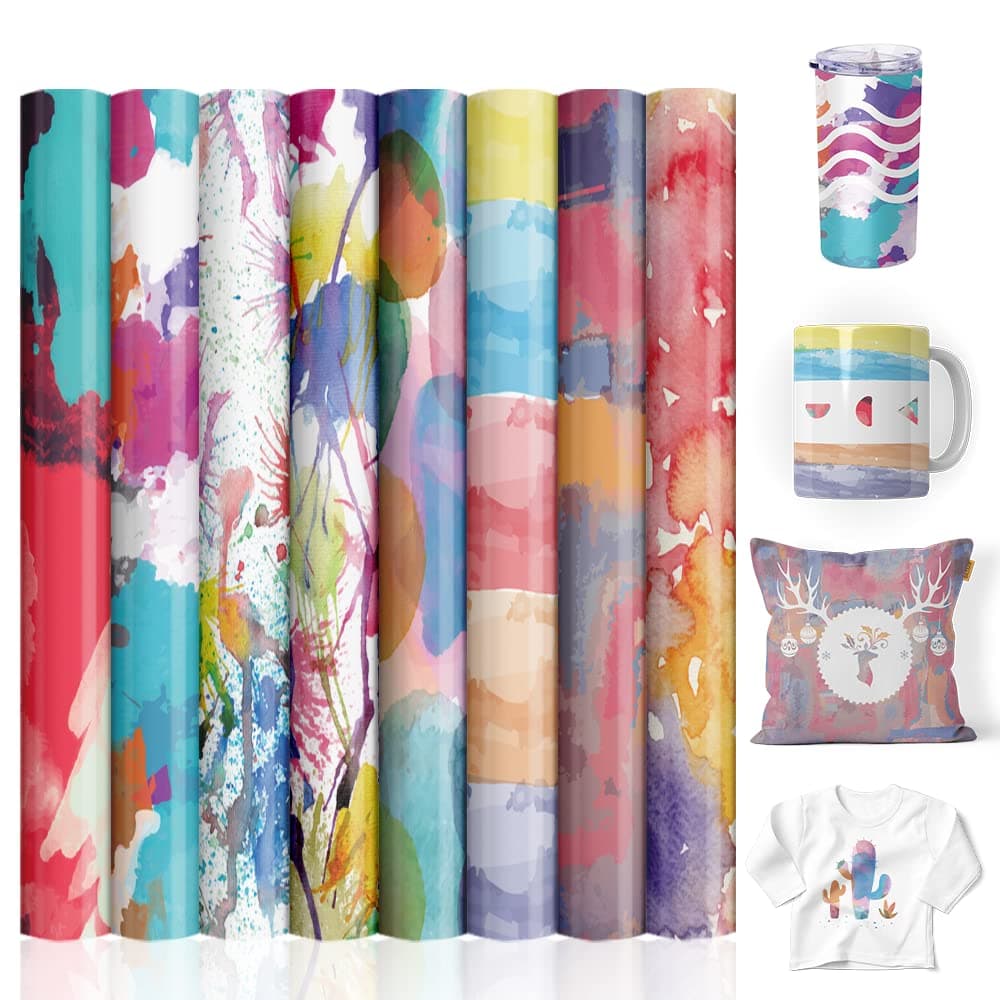Lucky Goddness TransferSheets 12x12 Splash Sublimation Paper for TShirts Coasters Blanks 8pcs