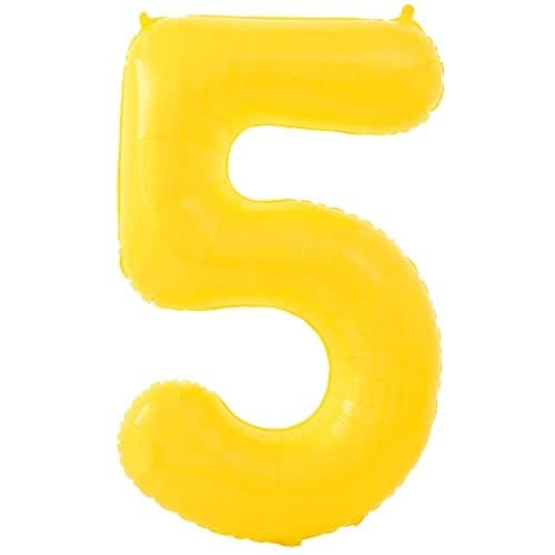 KatchOn Yellow Number 5 Balloon Giant 40 Inch Yellow 5 Balloon 5th Birthday Decorations for Boys 5th Birthday balloon for 5 Year Old Birthday Decorations Anniversary