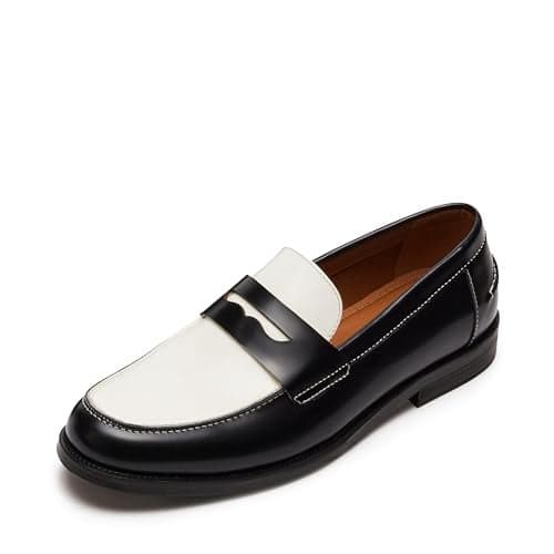 Steve Madden Men's Natan Penny Moc, Black/Whit, 12