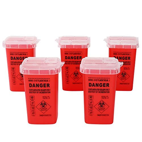 Sharps Disposal Container,5 Pack 1 Quart Needle Disposal Container