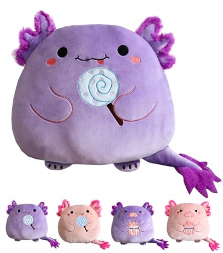 Kekeso Cute Axolotl Plush Pillow Kawaii Axolotl Stuffed Animal Body Pillow Soft Salamander Plush Hugging Pillow for Kids Girl BoyPurpleLollipop