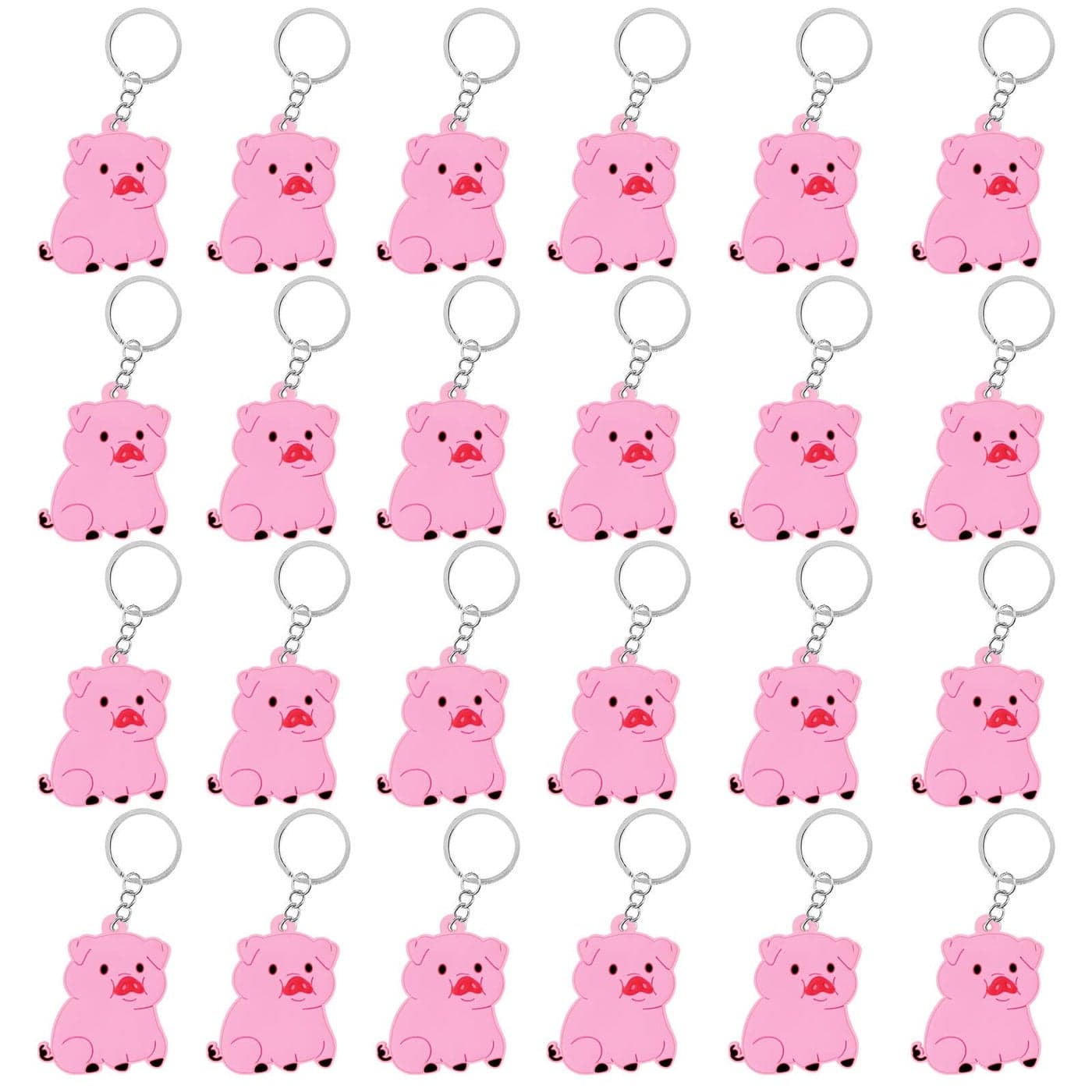 CiciBear 24 Pack Pink Pig Keychains Party Decoration for Guests Pink Pig Themed Party Baby Shower School Party Kids Birthday
