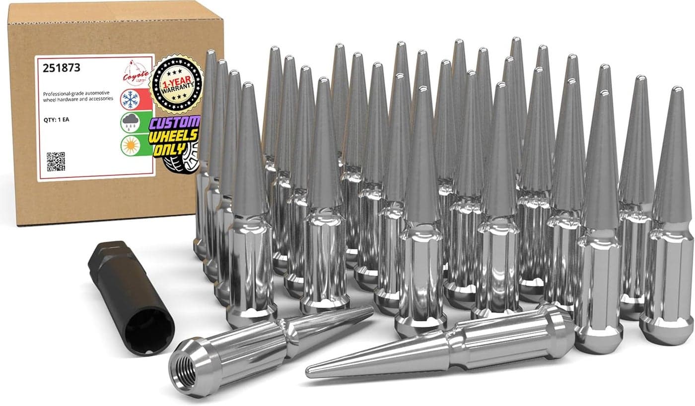 Wheel Accessories Parts 32 Pcs 14mm 2.0 Thread Lug Nuts Spike Spline Chrome