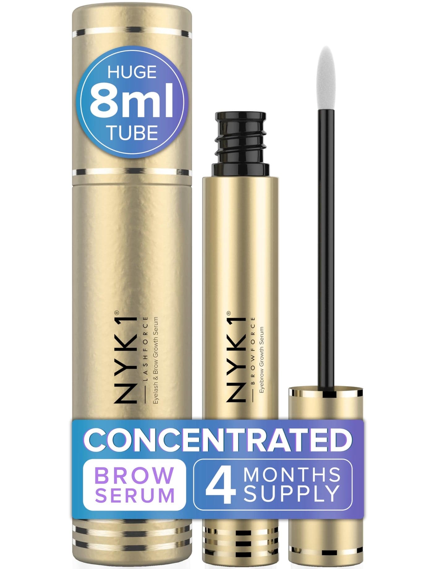 NYK1 CONCENTRATED Eyebrow Growth Serum For Thicker Brows XL 8ml BrowForce Eyebrow Serum To Grow Brows Fuller Thicker Natural Eye Brow Advanced Brow Growth Serums Formula For Eyebrows Regrowth