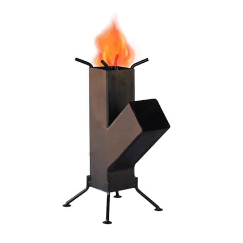 Wood Fired Rocket Stove Smokeless Stove For Home&Large Family|Lakdi Ka Mitti Ka Chulha Angeethi Sidgi Rocket Stove|Outdoor Cooking Picnic Camping Hiking Barbeque Bbq|Heavy Duty|Metal (A)