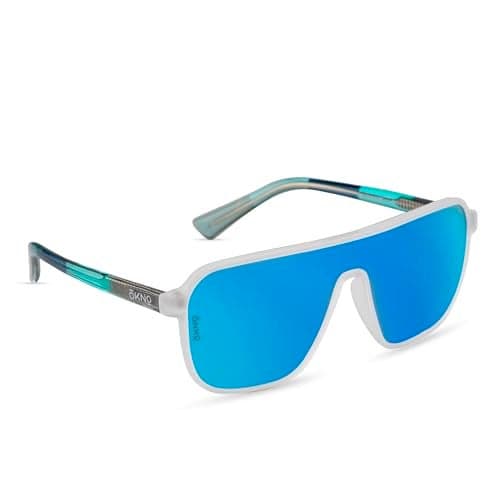 Eyewearlabs OKNO | Polarized Unilens Over-Sized Branded Stylish Sunglasses For Men & Women | 100% UV Protection Shades | Cricket Sports Cycling Driving | Blue Lens | Ryft X2 | Glacier