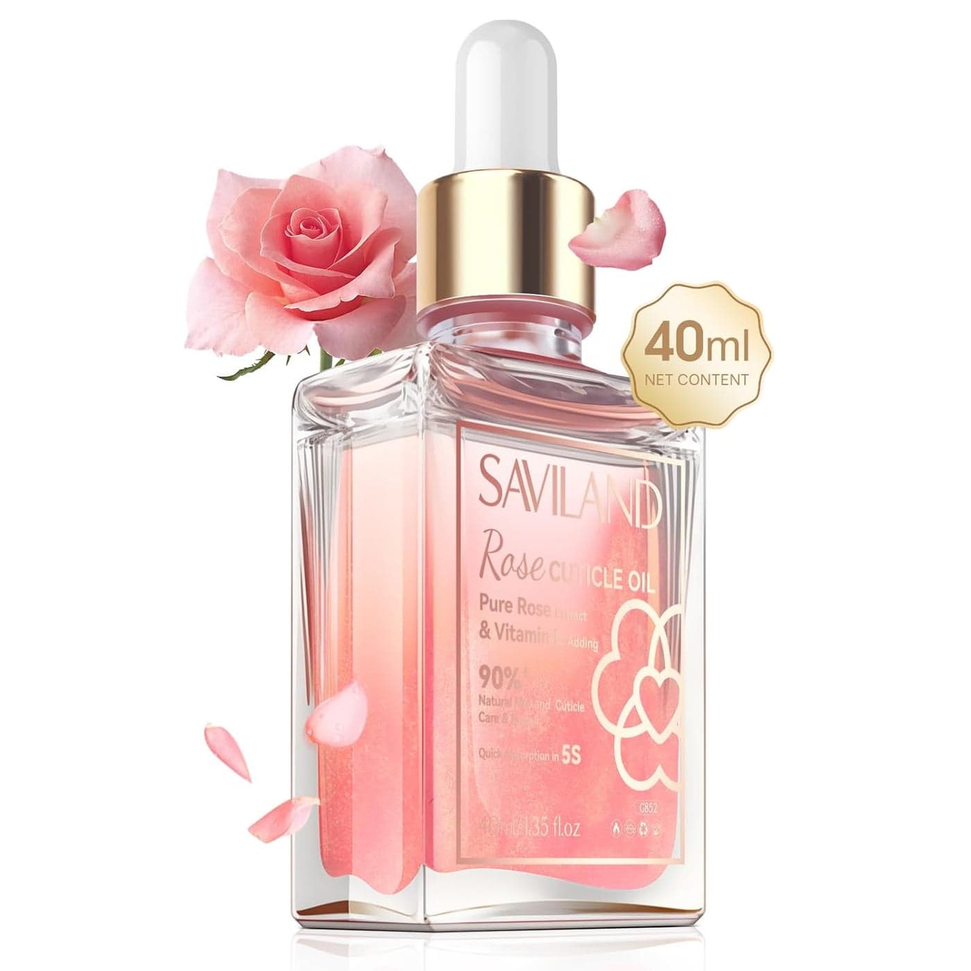 SAVILAND Cuticle Oil Vitamin E: 40ml Rosehip Nail Growth Oil Jojoba Mineral Nail Oil Plant-based Cuticle Oil For Nail Ultra Nourishing Repair Nail Strengthener For Thin Weak Damaged Nails