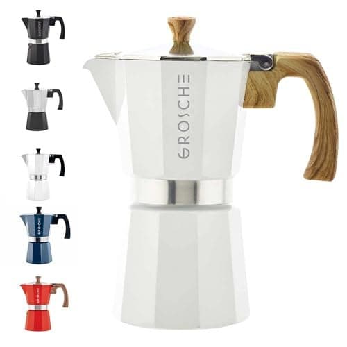 GROSCHE Milano Moka Stovetop Espresso Coffee Maker (9 Cup / 450 ml, White)