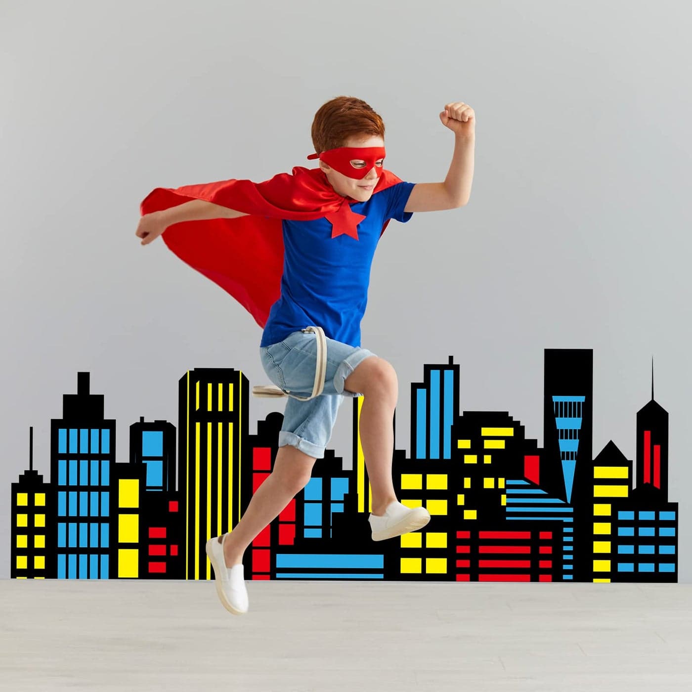 Eaasty 3543 x 1575 Inch City Skyline Backdrop Hero Party Decoration City Skyline Buildings Photography Background Hero Party Centerpiece Skyscraper Standing Cards for Birthday Baby Shower Supplies