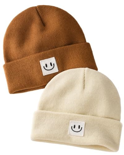 FURTALK Baby Beanie Cute Toddler Winter Hat Knit Boys Girls Warm 2 Pack Kids Embroidered Beanies Cap for 0-8 Years