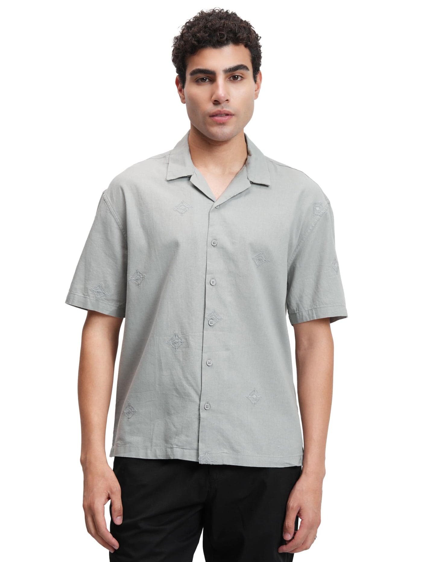Highlander Men's Oversized Textured Half Sleeves Shirt | Relaxed & Stylish | Effortless Comfort with A Modern Twist