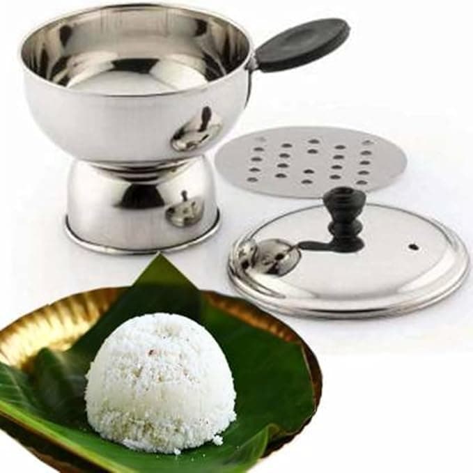 Bekner Chiratta Puttu Maker with Handle Use with Pressure Cooker Puttu Kutti Puttu Steamer Silver Make in India