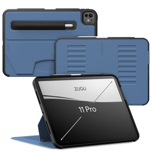 Zugu Case for iPad Pro 11 (M4/M5) 2024/2025, Slim Protective Cover with Apple Pencil Holder, Auto Wake/Sleep, Multiple Viewing Angles, iPad Pro 11 Inch Cover, Phone Protector, Slate Blue