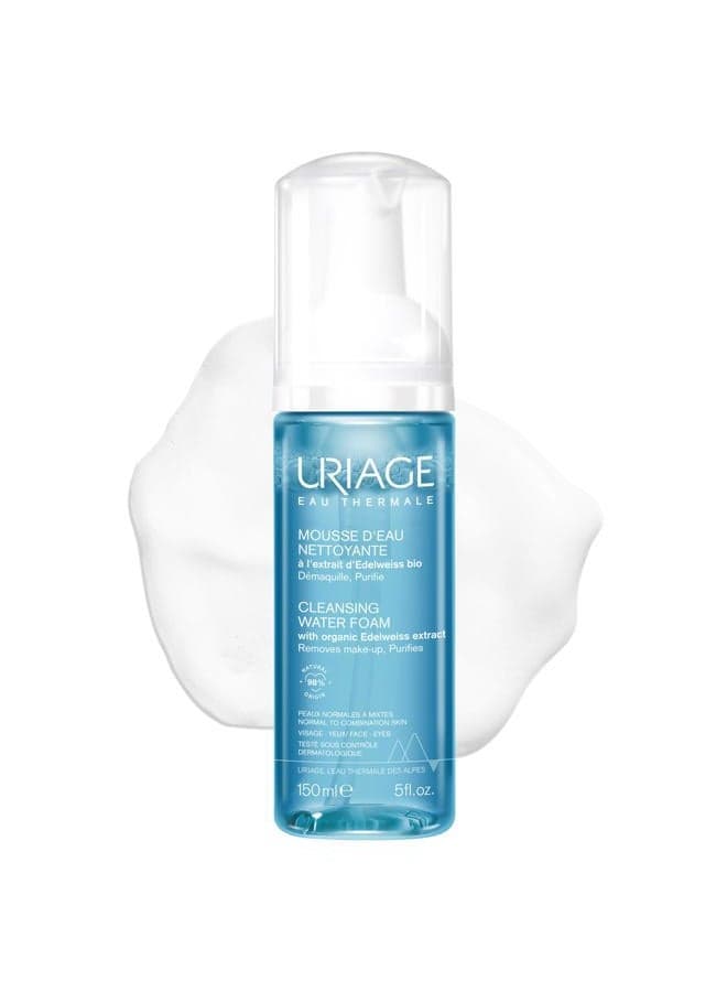 URIAGE Cleansing Make-up Removing Foam | Cleanser & Make-up Remover with Organic Edelweiss, Removes Make-up, Leaves Skin Soft, Soap-free, 150 mL/ 5.07 oz