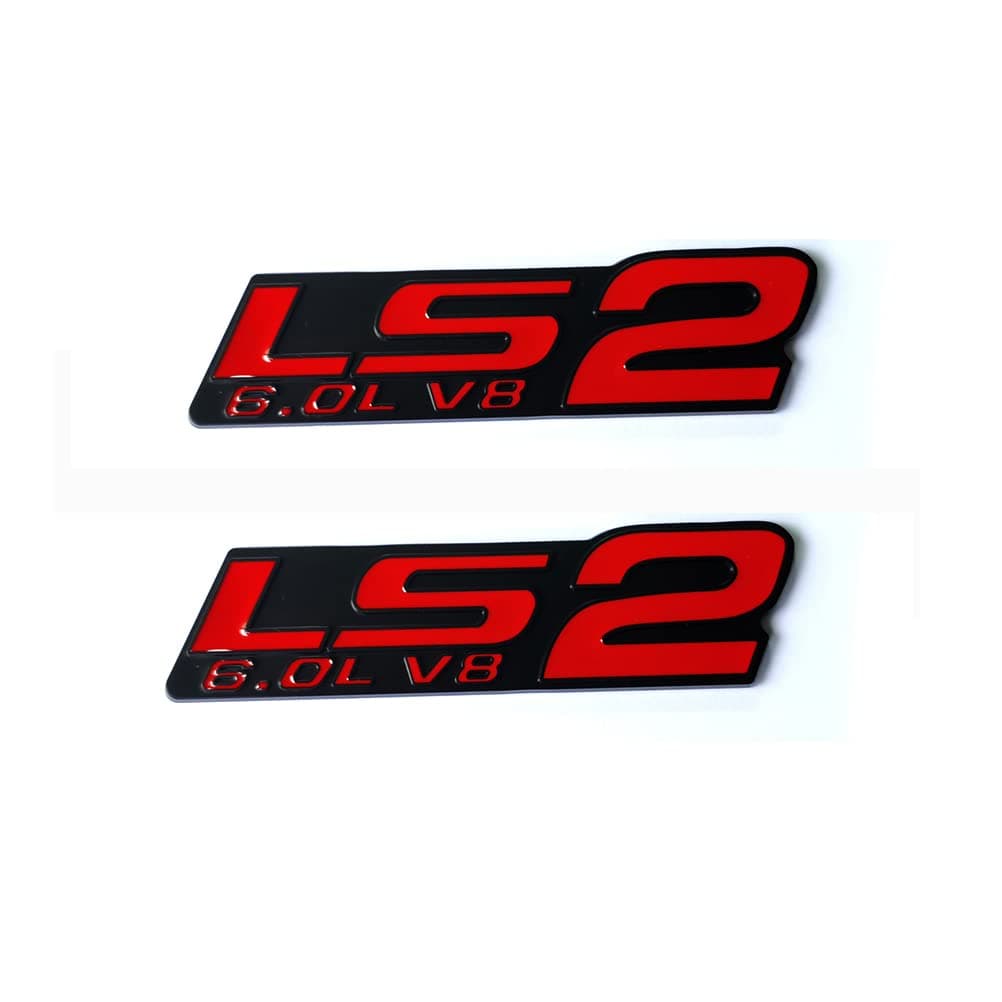 2pack Black OEM LS2 Emblem 60L V8 Engine Emblems Badge Compatible with Zl1 1LE Corvette Cadillac Pair Black Red