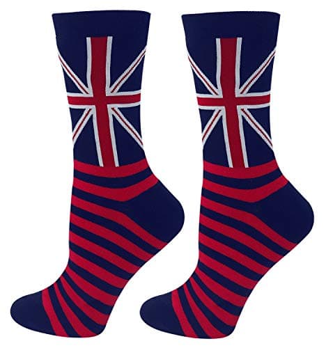 Bienvenu Men Uk Flag Print British Flag Colorful Dress Socks Casual Cotton Crew Socks
