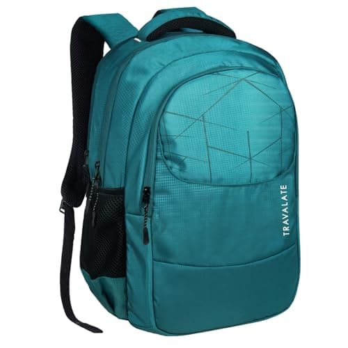 TRAVALATE Unisex Polyester 35L Backpack School Bag Women Men Boys Girls Class 6 to 12 children Daypack College Bag Book School Sports Bag Weekend Bag with rain cover - Teal