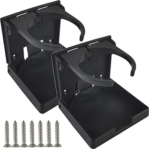 TIHOOD 2PCS Adjustable Folding Drink Holder/Adjustable Cup Holder for Marine/Boat/Caravan/Car/Trucks/RVs/Vans (Black)