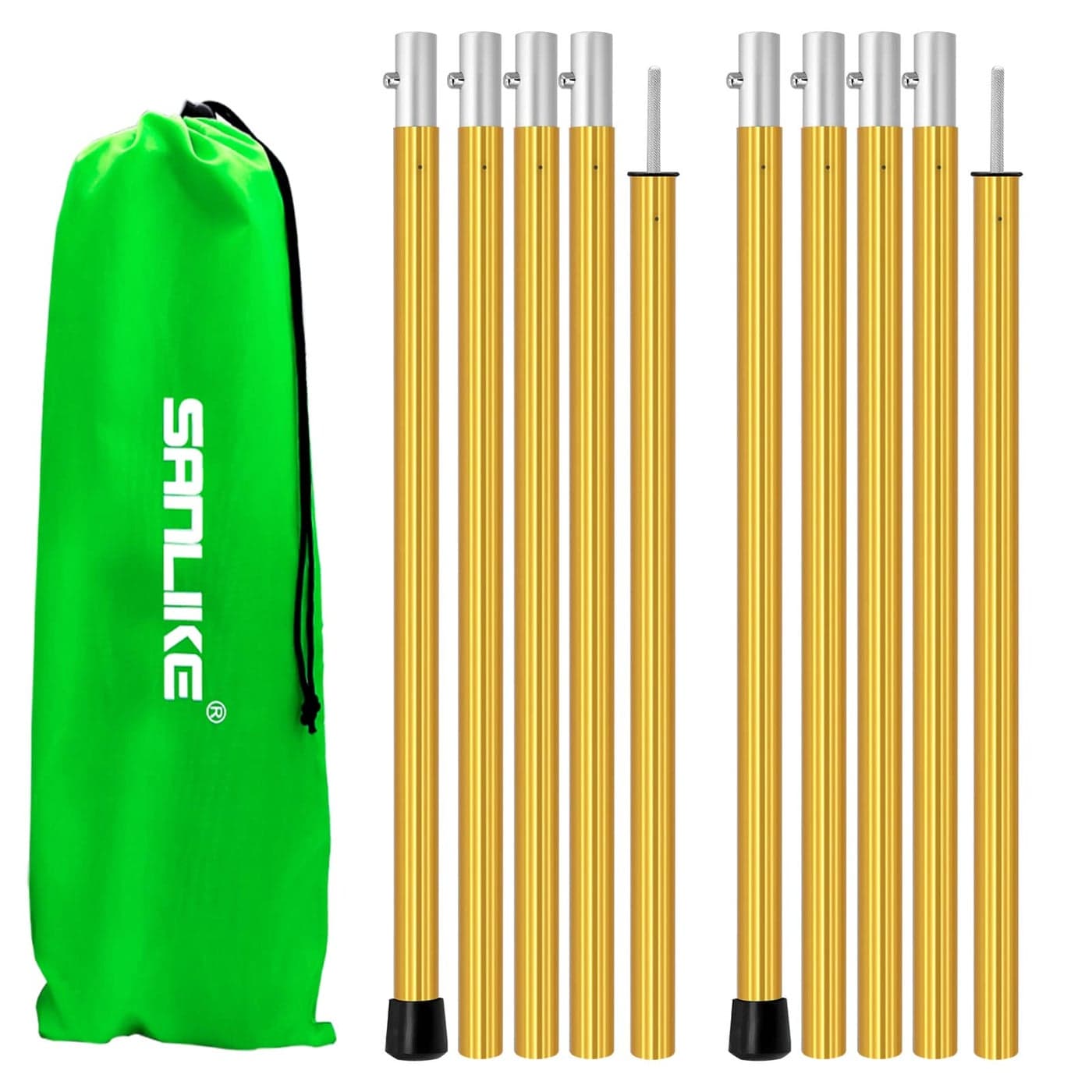 SAN LIKE Tent Poles Aluminum Tent Poles for Tarp 75inch Camping Tarp Poles Adjustable Collapsible Tent Poles for Awnings Canopy Rain Fly Shelter 2 Sets (5 Sections)