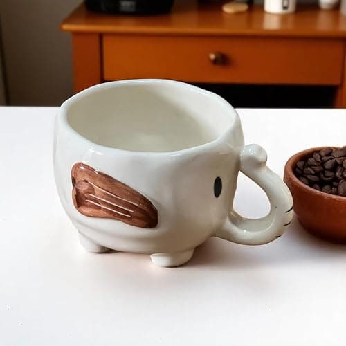 BACKKSPACE RETAIL 3D Animal Coffee Mug Comes Elephant Outside | Creative Morning Animal Cup for Hot and Cold Tea Milk Coffee | Perfect for Decorations Best Office Mug (Ceramic), 350 ML