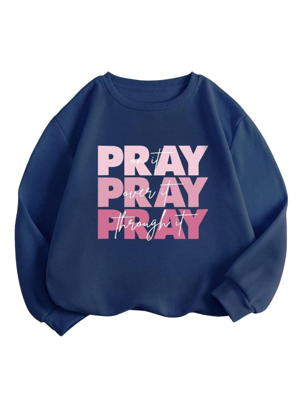 TAGAS Women's Fleece Hooded Neck Regular Fit Sweatshirt (WSS-4-PRAY-NAVY-L_Navy_L)