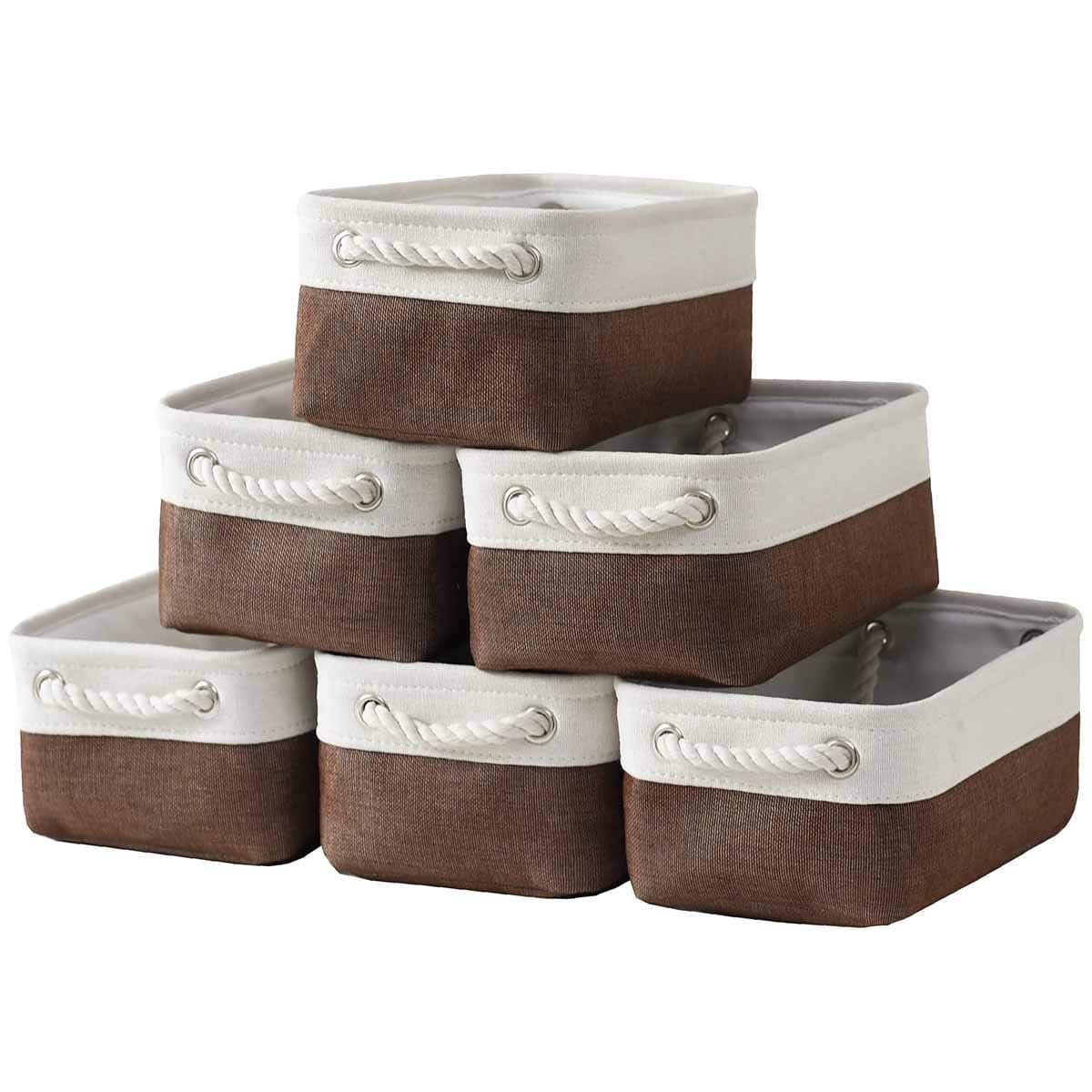 Sacyic Small Storage Baskets for ShelvesFabric Storage Baskets for ClosetRectangular Collapsible Baskets for organizing ClothesBooksGifts