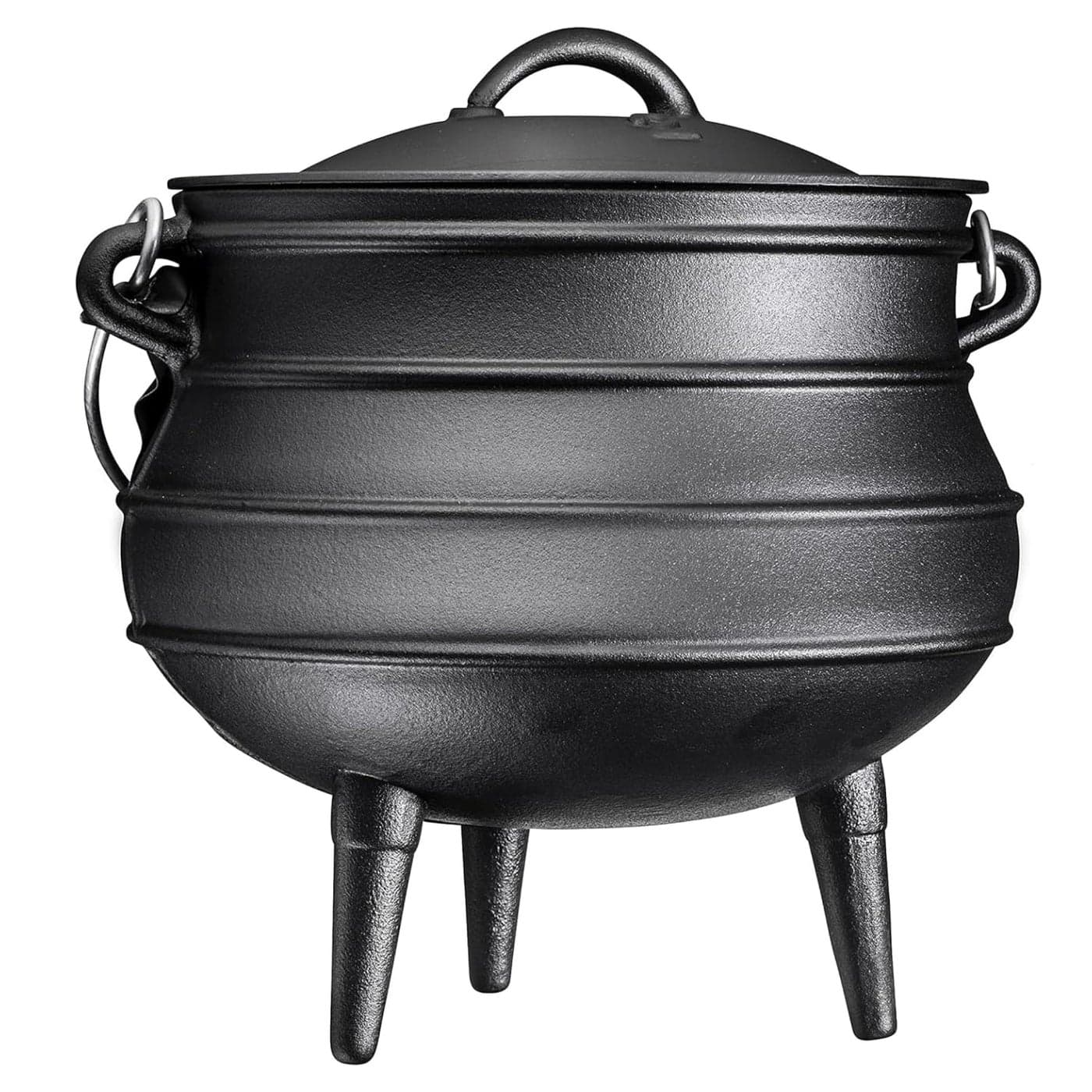Bruntmor 12 Quart Cast Iron Dutch Oven Cauldron Pot Camping Cookware with Lid PreSeasoned HeavyDuty Potjie for Stews Soups Braising and Frying Over Fire Pit Grill or Camp Stove Black