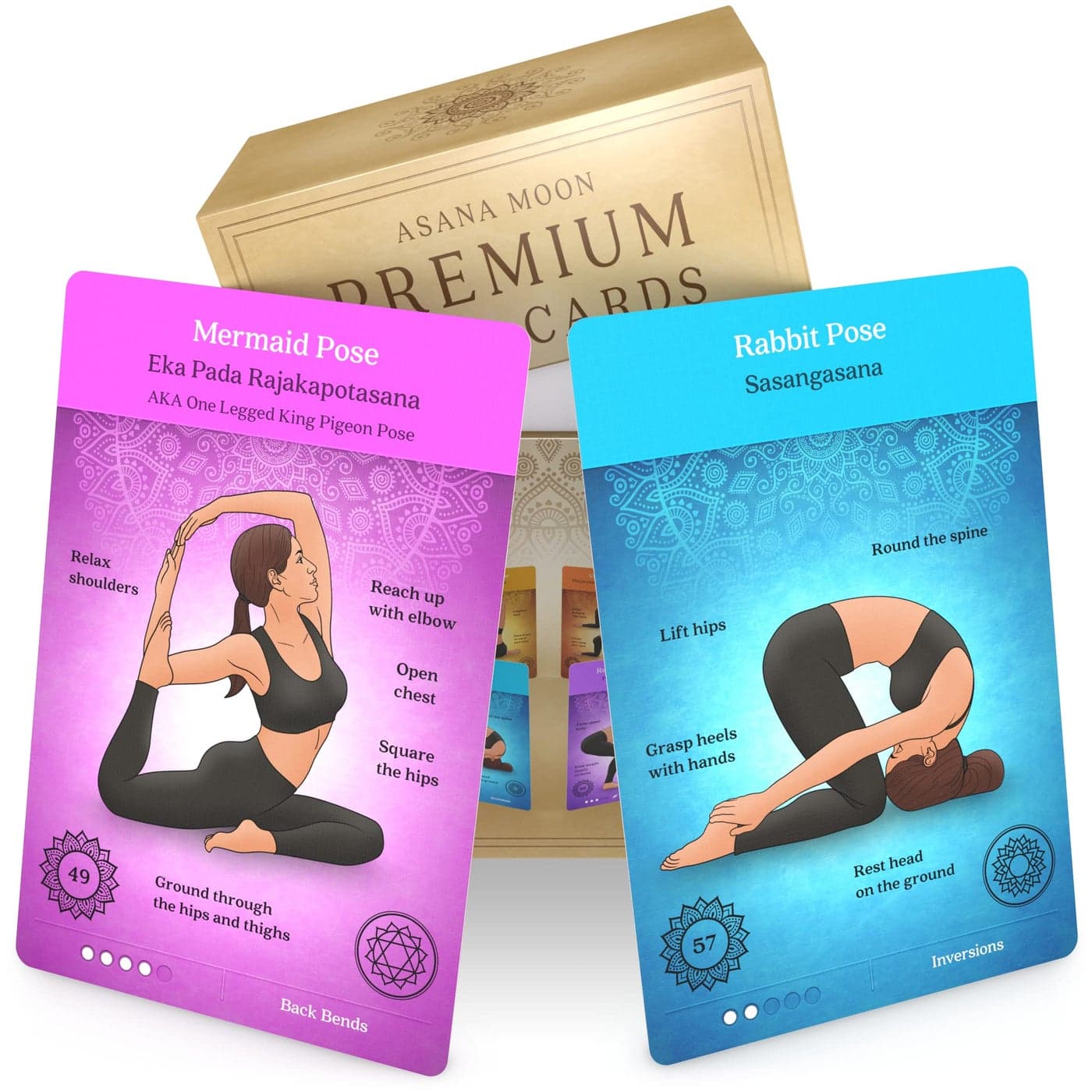 Asana Moon Premium Yoga Cards – Deck with Over 120 Yoga Poses – Yoga Sequencing Deck with Yoga Cues and Sanskrit Names for Beginners and Teachers – Unique Yoga Gift for Women or Any Yoga Lover