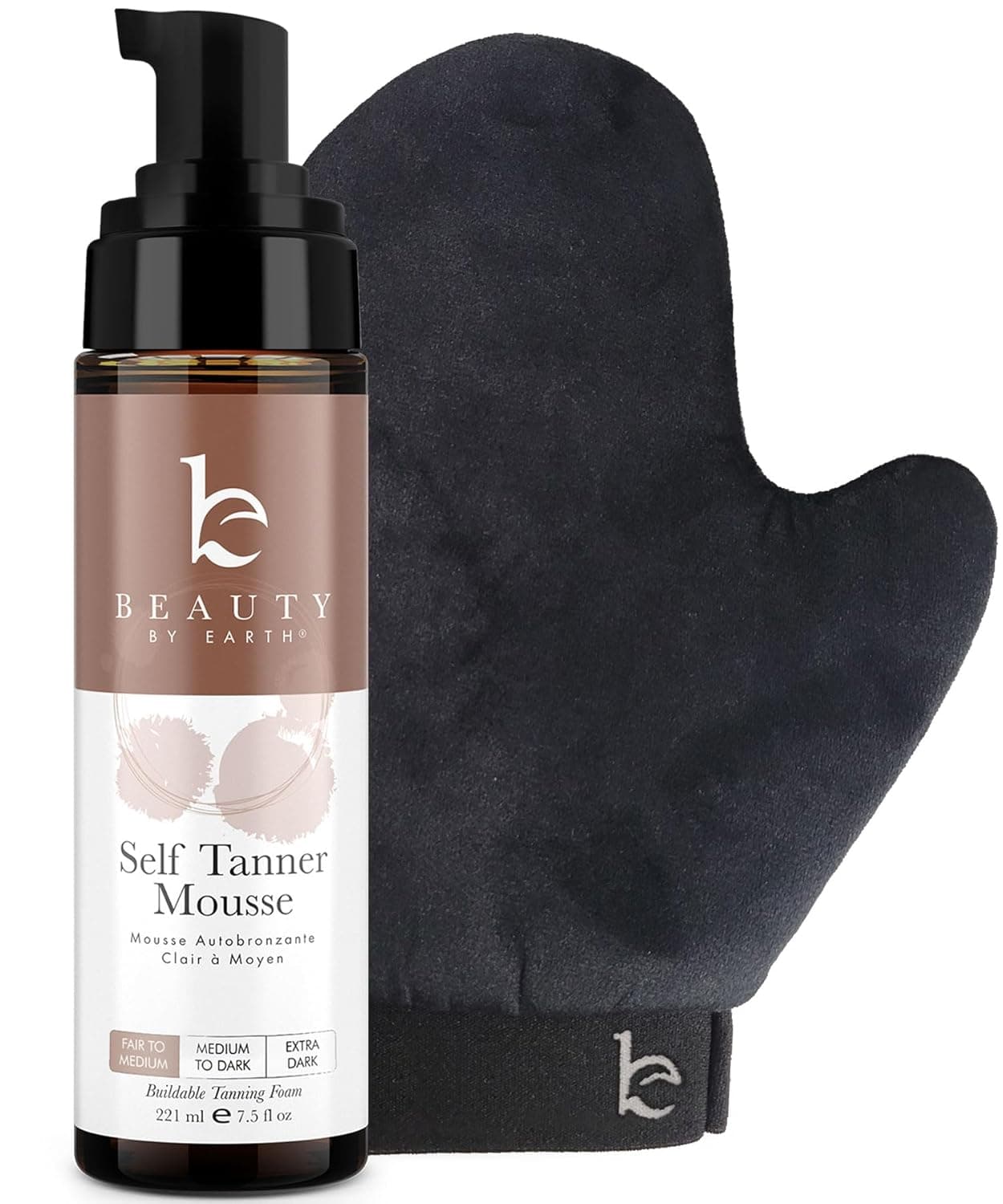 Self Tanner Tanning Mousse Kit USA Made with Natural Organic Ingredients Self Tanner Mousse and Mitt Tan Kit Fake Tan Tanning Foam Fair to Medium Sunless Tanners Best Sellers