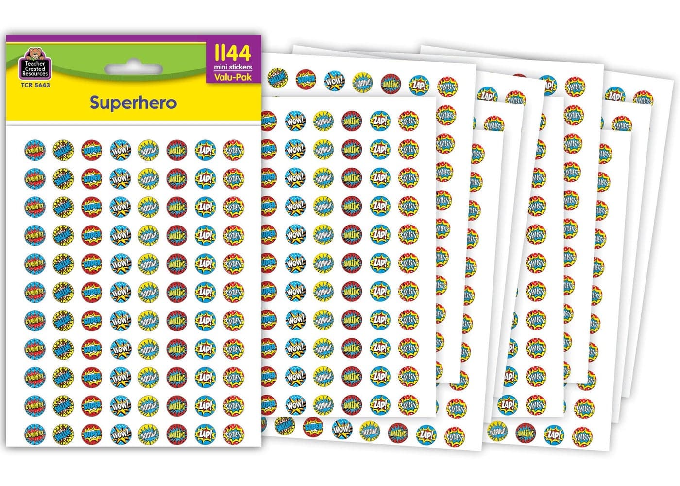 Teacher Created Resources Superhero Mini Stickers ValuPak 38 in Multicolored 1144 Pieces