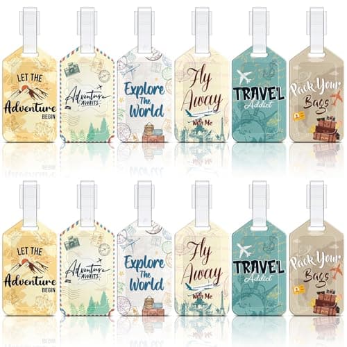 Kajaia 12 Pcs Let the Adventure Begin Luggage Tag Baggage Tags Identifiers Travel Bag Tags for Luggage Name ID Label for Suitcases Men Women Funny Wedding Guests Birthday Gifts