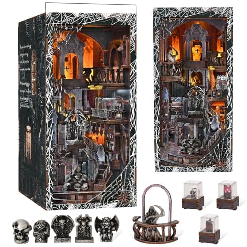 MiniCity Book Nook Kit DIY Miniature Dollhouse Kit 3D Puzzles for Adults Tiny House Mini Home Craft Bookshelf Nook Puzzle Book Decor Gifts for Teenagers Book Lovers Haunting Relics