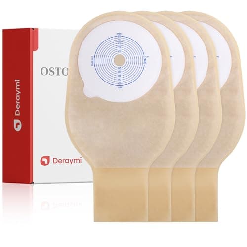 DERAYMI 30 PCS Colostomy Bags, Ostomy Supplies with 6 Clamp Closure, 15mm-65mm Cut to Fit Ostomy Bag for Ileostomy Stoma Care, Single-Layer Non-Woven Drainable Pouches