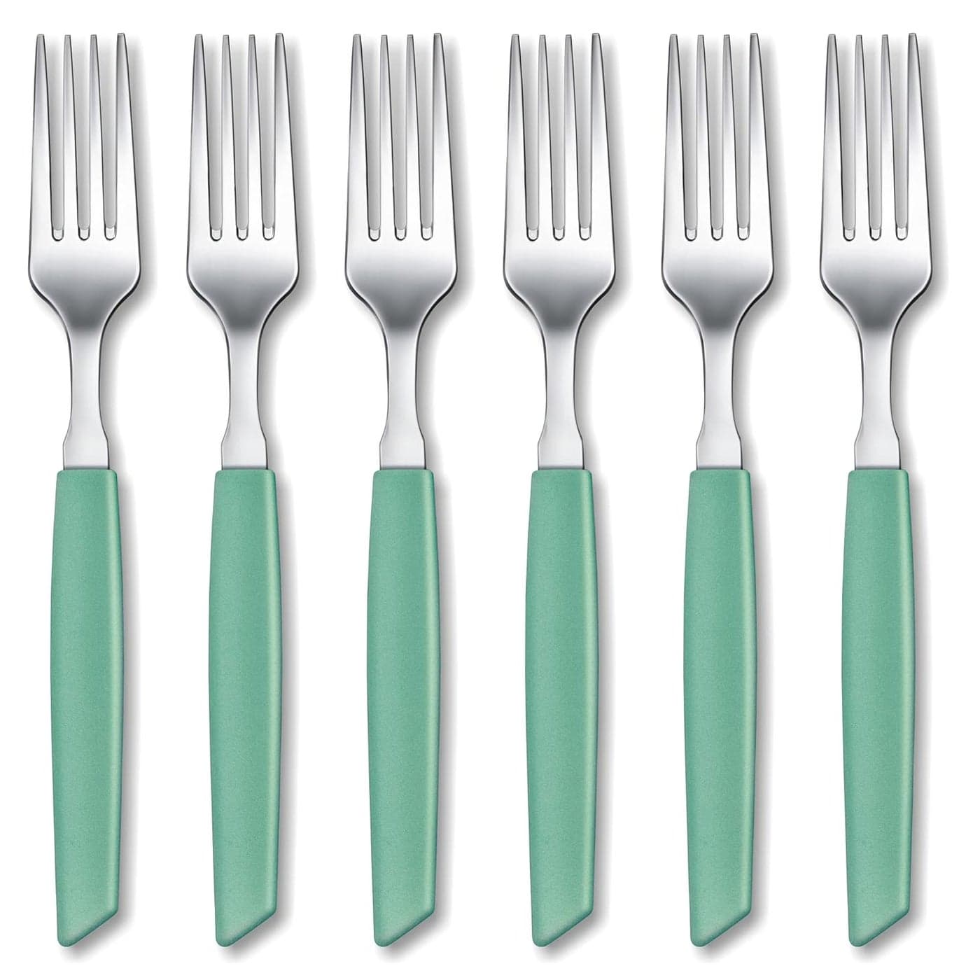 Victorinox Swiss Modern Set of 6 Table Fork for Breakfast Lunch and Supper Stainless Steel Mint Green Swiss Made