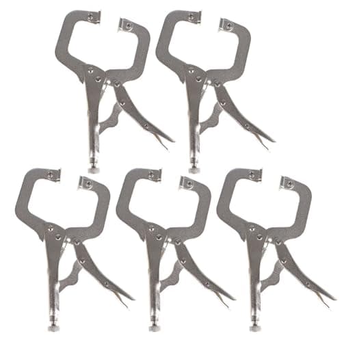 findmall 5Pcs 6 Inch Locking C Clamps with Swivel Pads Heavy Duty C-Type Locking Plier Table and Tool Vise Grip for Shop Home Farm and Automotive DIY Woodworking Welding Cabinetry Pocket Hole Joinery