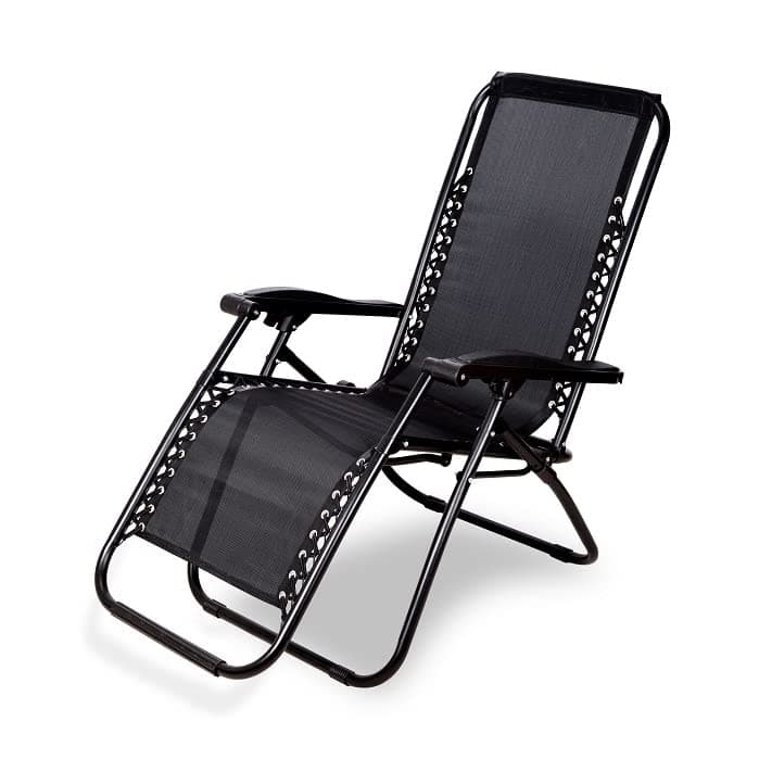 ginoya brothers Outdoor Adjustable Zero Gravity Folding Reclining Lounge Chair for Garden Pool Side Recreation Home and Office Lunch Break for Outdoor and Indoor Black