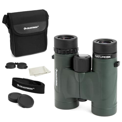Celestron Nature DX 10x32 Binoculars Ideal for Birding and Outdoors 32mm Objective Lenses Wide 74 Field of View BaK4 Prisms Fully MultiCoated Waterproof and Fogproof
