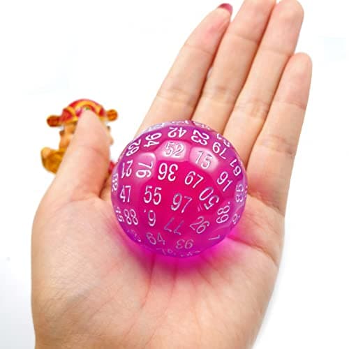 Bescon Translucent Polyhedral Dice 100 Sides, Transparent D100 die, 100 Sided Cube, D100 Game Dice,100-Sided Cube of Purple
