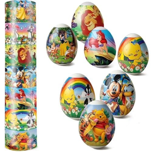 Easter Egg Decorating Kit Heat Shrink Sleeve Egg Wraps Pysanka Ukrainian Pysanky Supplies Egg Stickers Cartoons Easter Decoration for 7 Easter Eggs