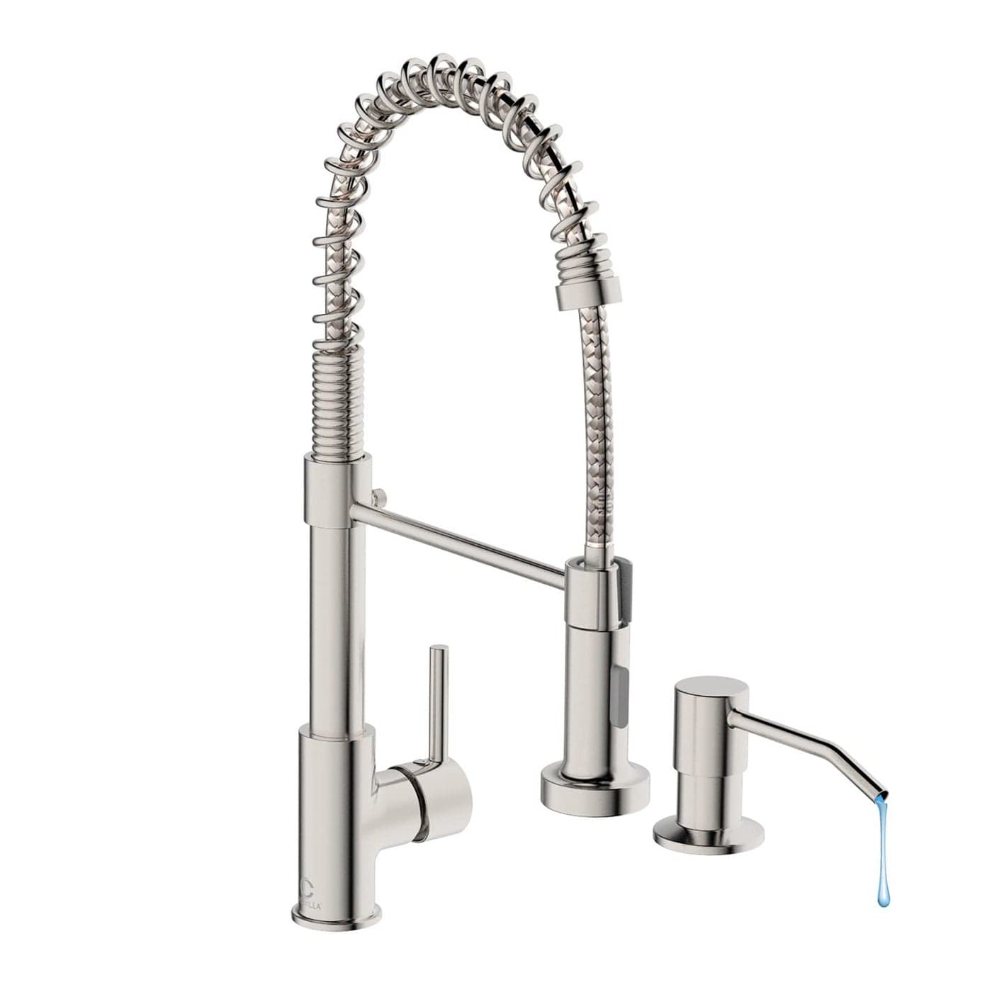 Casavilla Kitchen Faucet Kitchen Faucet with Soap Dispenser Faucet for Camper Farmhouse RV Kitchen Sink Single Handle Stainless Steel Kitchen Sink Faucets with Pull Down Sprayer Nickel Brushed