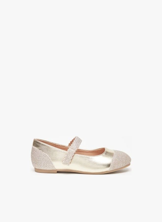 Textured Ballerina Shoes with Hook and Loop Closure — 28