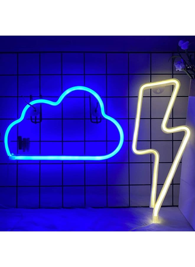 2-Piece Neon Signs Lights Set Blue/Yellow