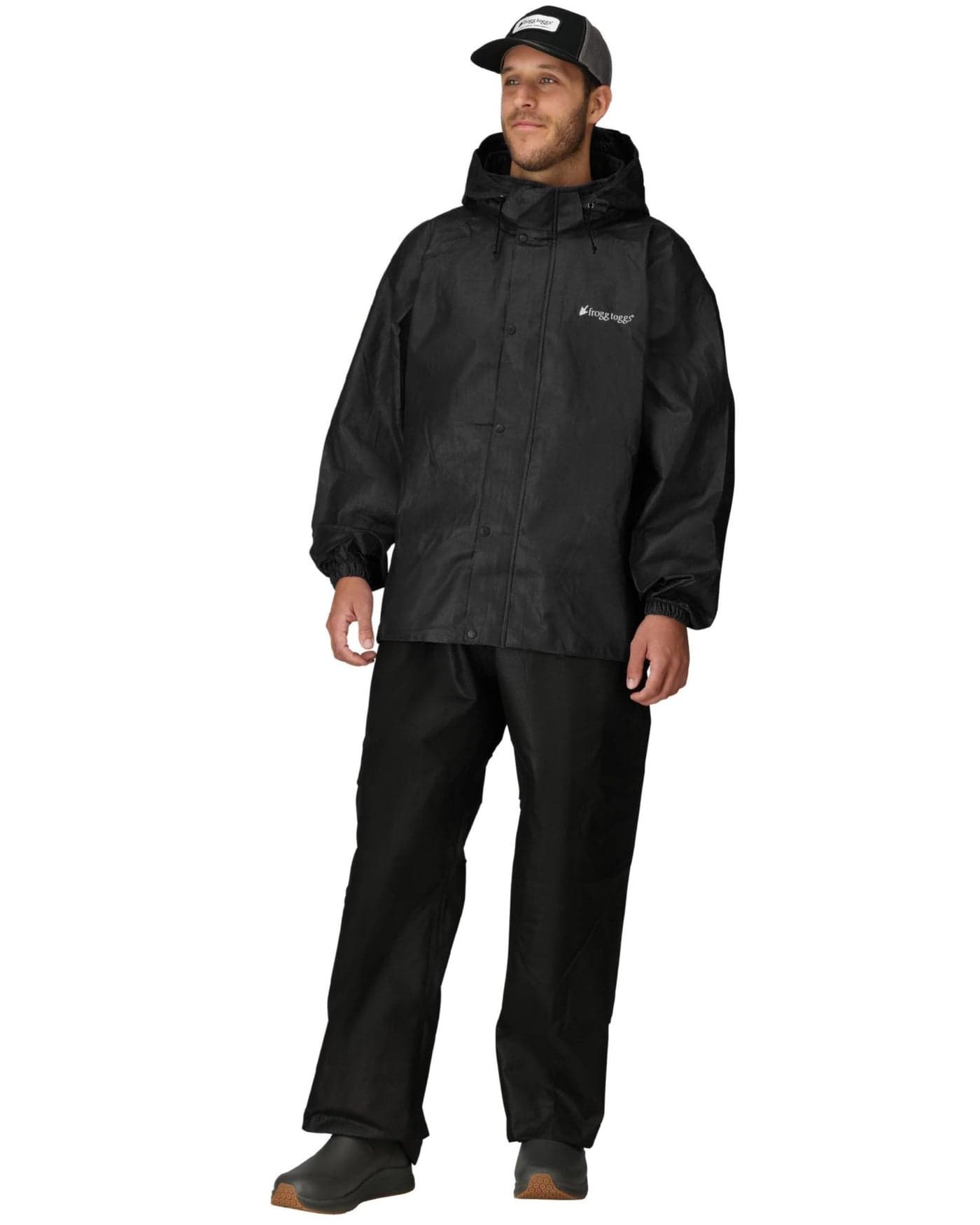 FROGG TOGGS Men's Standard Classic All-Sport 3-Layer Waterproof Breathable Rain Suit, Black/Black, Medium