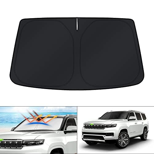 KUST Windshield Sun Shade for Jeep Wagoneer Accessories 2022-2024 (NOT for Grand Wagoneer) Window Sunshade Sun Visor Protector Foldable Blocks UV Rays Keep Your Cooler