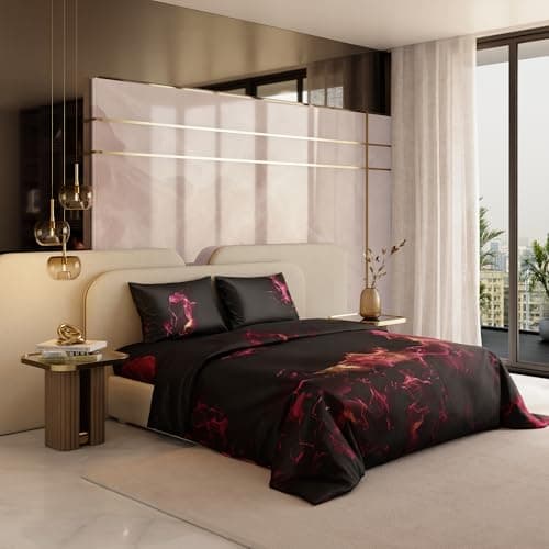 Stoa Paris 300TC UltraSatin King Size Comforter, Lightweight, Hypoallergenic, Breathable, All-Season Comfort Bedding, Fade & Wrinkle Resistant, Wedding Gift for Couples, Louvre - Burgundy, Golden